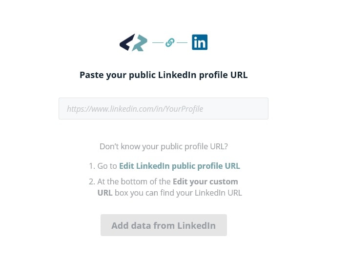 screenshot of linkedin import step1